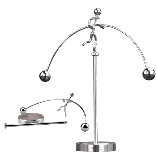 Image of FRYIO Adult Stainless Steel Balancing Toy | Engular Momentum Silver Pole Balancing Man | Stress Relief Motion Toy (Pole Balancing)