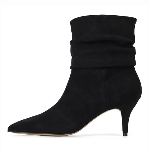 CosyFever Sexy Slouch Ankle Boots for Women with Fashion Mid Stiletto Heels Pointed Toe Bootie2