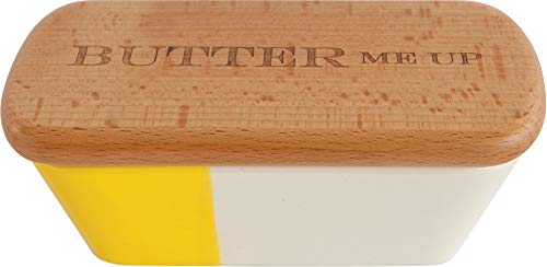 Talisman Designs Laser Etched Vivid Beechwood & Stoneware Butter Dish With Lid Butter Me Up Solid Wooden Lid Butter Holder Fun & Functional Kitchen Supplies #TOP3