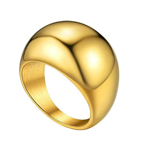 Vintage Schmal Verlobungsringe Eheringe Trauringe Memoire Ringe 16mm breit Edelstahl Schlichter Polierter Ring Dünne Stapelbarer Ring für Damen Ringgröße 59.5(18.9) in Gold Cover
