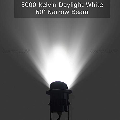 J.LUMI GBS9809 LED Outdoor Spotlight 9W, 120V AC, Replaces 75W Halogen, Metal Ground Stake, Daylight White, Outdoor Flag Light, Landscape Spotlight, UL-Listed Cord with Plug, Not Dimmable