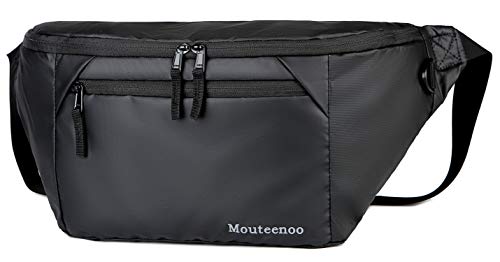 Mouteenoo Sling Bag Shoulder Crossbody Backpack Waterproof Waist bag for Men and Women, Lightweight Chest Bag Anti-Theft Casual Daypack (Black)