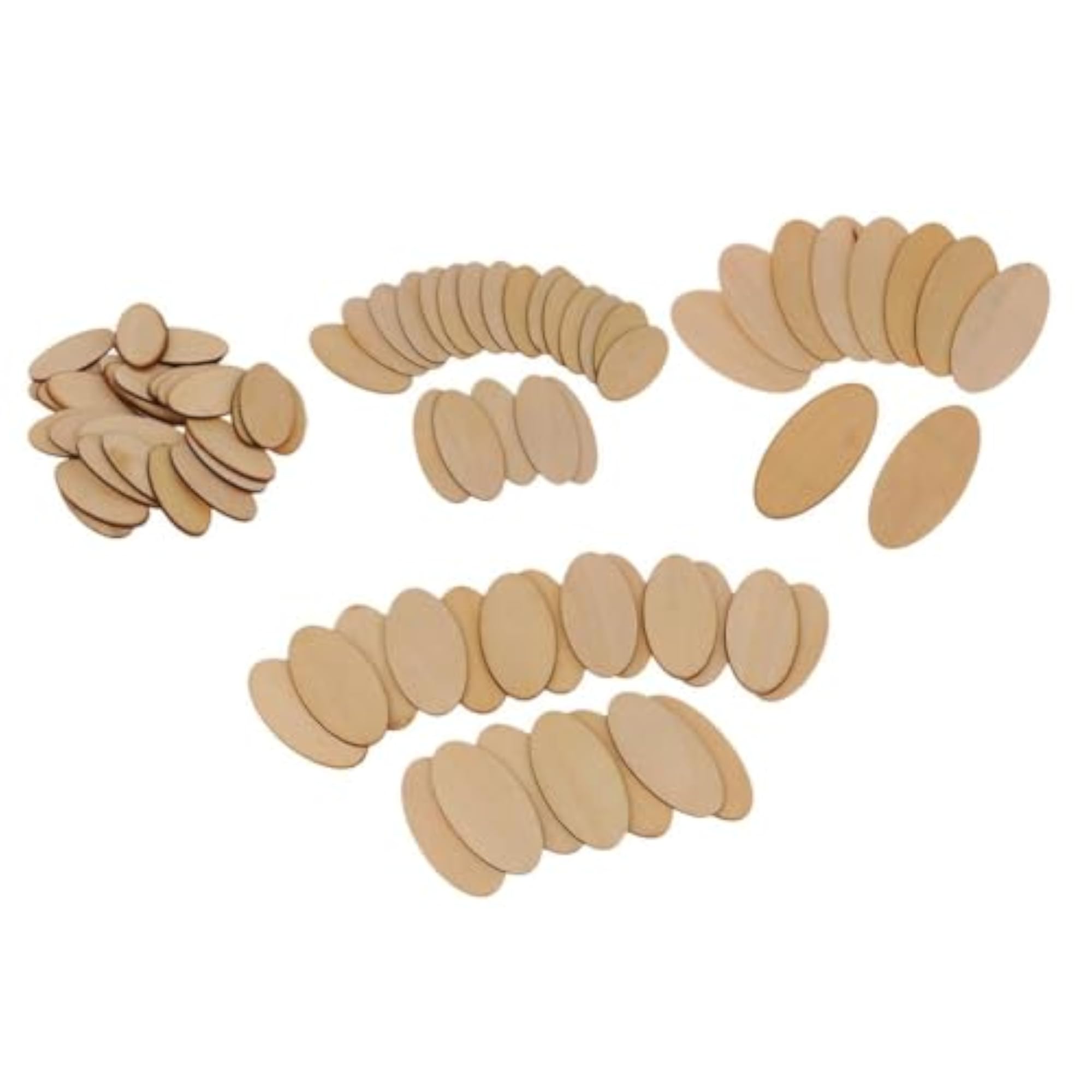 80Pieces Natural Wood Pieces - Unfinished Wooden Cutouts Disc