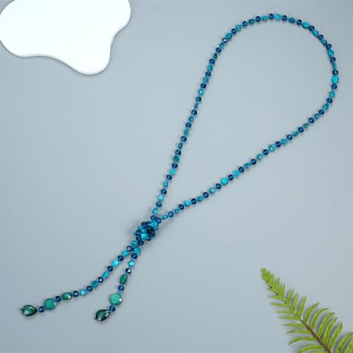 Fashion Beads Knotted Necklace Long Strand With Dangling Accents Sparkly Teardrop Crystal Handmade Wrap Beaded Necklaces for Women Fashion Costume Jewelry2