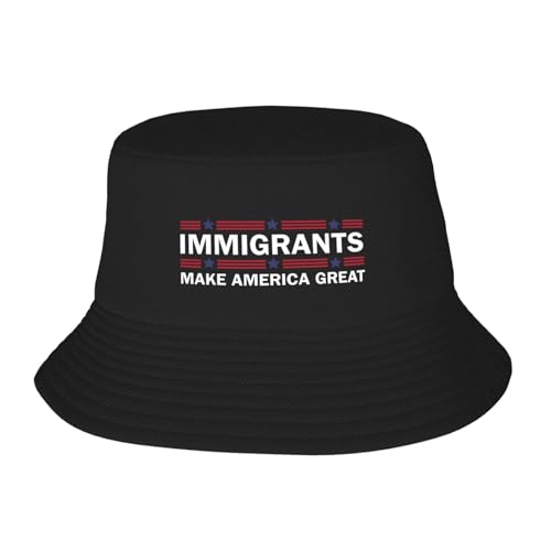 Funny Immigrants Make America Great Bucket Hats Unisex Fashion Sun Cap Summer Fisherman Caps Black