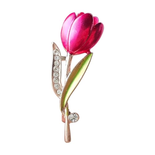 Elegant Tulip Flower Brooch Pin Women Brooches Crystal Rhinestone...