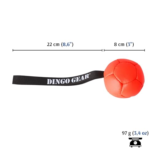 Dingo Gear Ball mit Schlaufe gefüllt vollball aus Eco Leder Durchmesser von 8 cm Hundespielzeug Trainings Ball Hundetraining Spaß für Hund Orange S02684