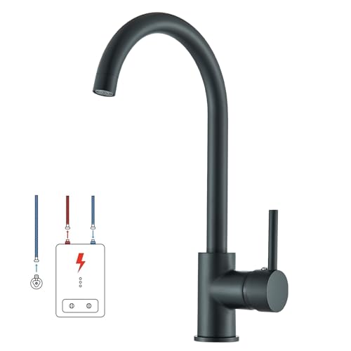 Robinet de cuisine basse pression noir hevenaov robinet de cuisine basse pression rotatif à 360 ° en acier inoxydable robinet basse pression cuisine noir pour chaudière