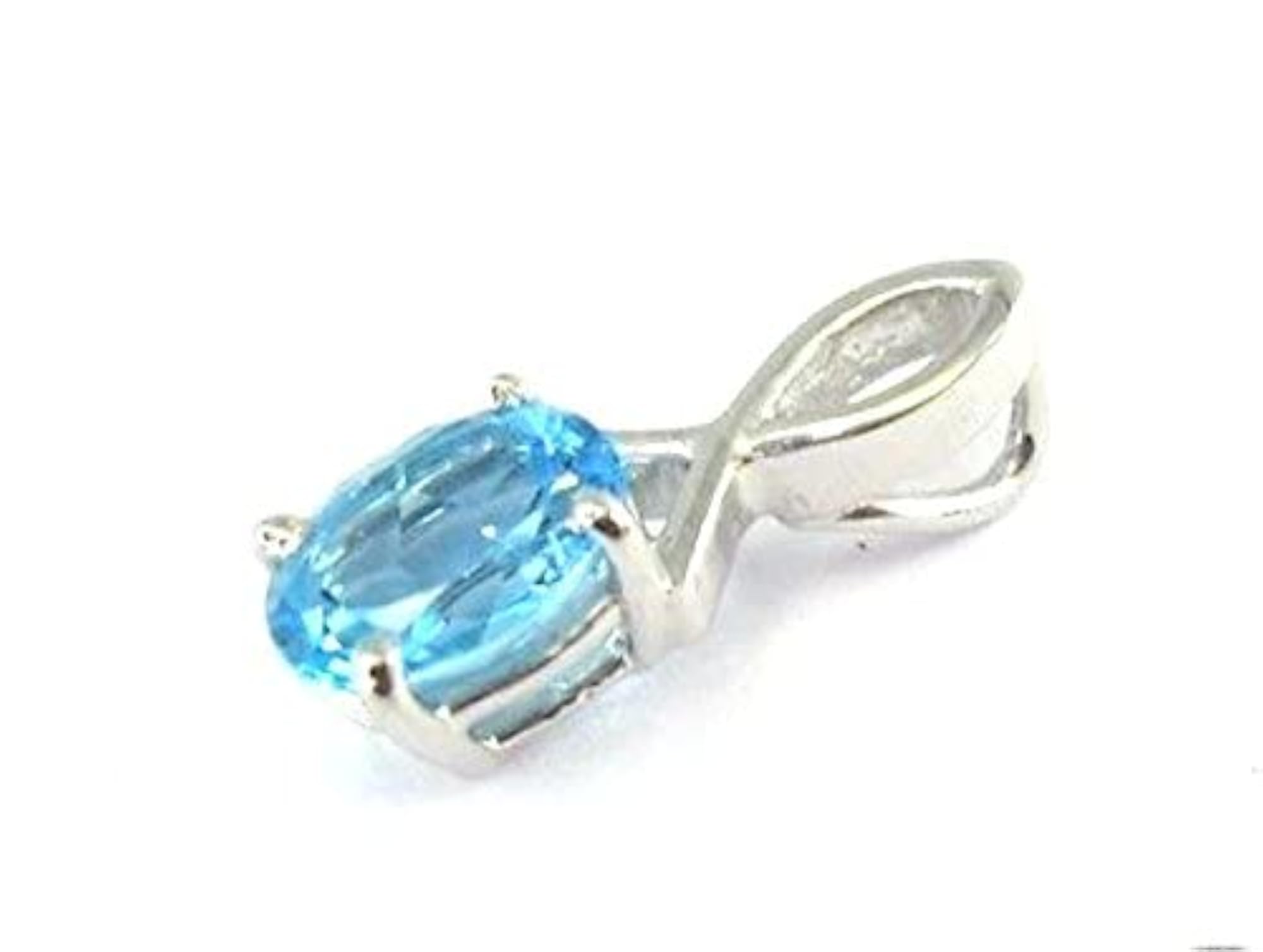 1ct Blue Topaz 925 Solid Sterling Silver Pendant