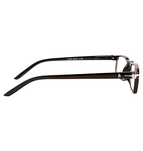 Image of Race Reading Glasses For Men & Women +1.00 to +3.00 Power - Black
