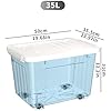 Cetomo 55L x 4 opbergdozen met wielen, plastic opbergdoos met deksel, vergrendelende gespen, kliksluiting, stapelbaar, nesten, duurzame organizer voor thuiskantoorkleding, transparant, 55L-4 Pack