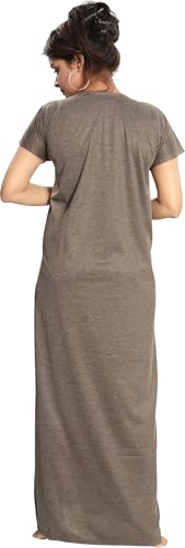 Image of Fabme Women's Polycotton Nursing Nightgown - Concealed Zip, Long, Textured Nighty for Maternity, Feeding