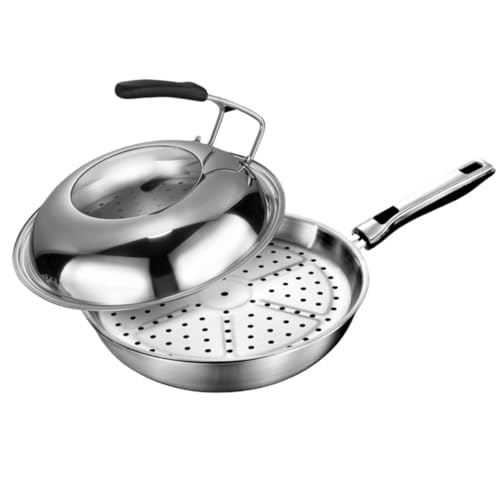 JoyeeLii ���ؓ� �t���C�p�� 32cm �q���[���t���[ �ł��t���h�~ ���ؓ� 304 �X�e�����X�| �t���C�p�� �K���X�J�o�[�t�� �ƒ�p �R�[�e�B���O�Ȃ� �K�X�Ή� (32cm�V���O���|�b�g+�W+������)