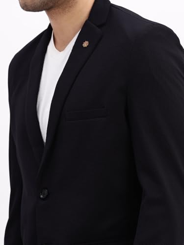 Image of SHOWOFFFF Men Solid Single Breasted Casual Blazer | Notched Lapel Full Sleeves Cotton Blazer for Mens | Slim Fit Regular Length Blazer for Men's