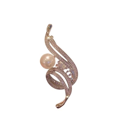 Image of Elegant Floral Brooch Pins for Women, Crystal Pearl Rhinestone CZ Flower Lapel Pin Wedding Party Exquisite Brooches and Pins for Women Ladies