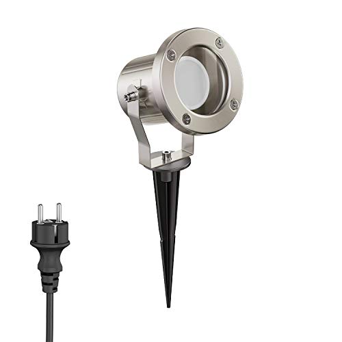ledscom.de Projecteur de jardin piquet de terre MIBU pour l'extérieur inox chromé mat lampe LED GU10 gradable 3 niveaux blanc W 609lm