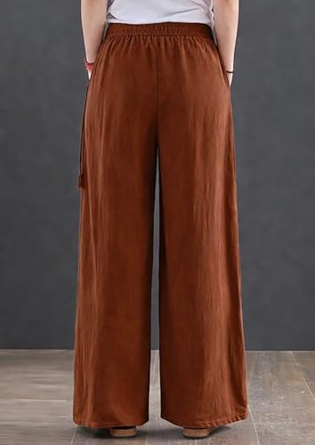 Image of KOTTY Women's FlowEase Wide Leg Pants High-Rise Drawstring Waist Relaxed Lounge Trousers with Pockets, Soft Breathable Everyday Wear