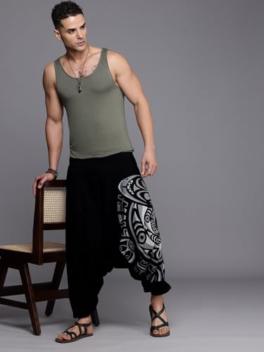Image of The Veshti Company Printed Harem Pants for Men's Cotton Hippie Style Baggy Boho Yoga Pajama Pant with Pocket