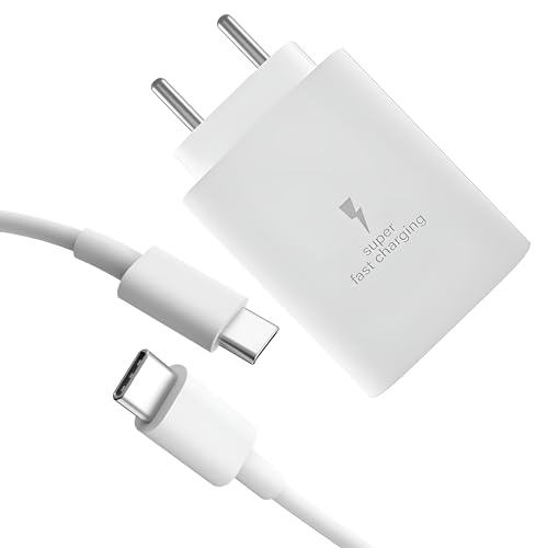 Image of 25W Charger with Type C to C Cable Compatible with Samsung Galaxy M06 /M05 /M16 /M15 /M36 /M35 /A16 /F06 /A36 /M14 /F14 /A14 /M34 /F34 /A34 /F35 /S25 /S24 /S23 /Tablet /Pad /Super Fast Charging Quick Charge /White