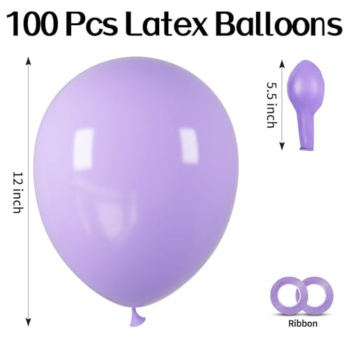 Image of 100pcs Pastel Purple Latex Balloons 12 inch | Lavender Light Purple Lilac, Easter Wedding Anniversary, Bridal Shower Bachelorette Birthday, Princess Party Decorations