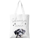 ZYQFN Schnauzer Mama Canvas Tote Bag for Women, Dogs Lover Gift for Dog Mom, Birthday Christmas Cute Schnauzer Gifts For Women, Tote Bag for Work College Travel. (086)