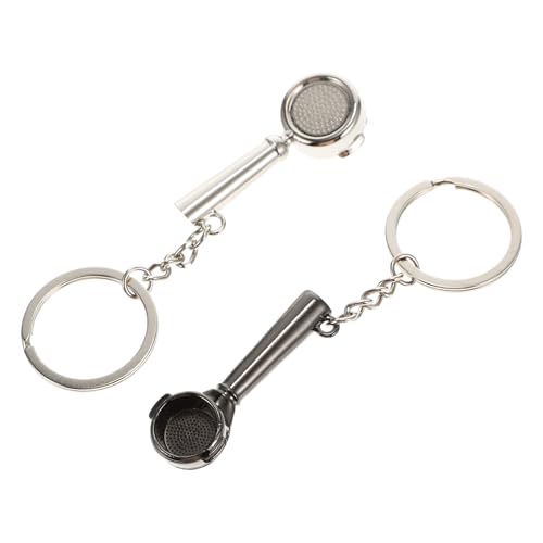 CATIEBYE Llavero de Aleación de Zinc para Bolso 2 Piezas Colgantes en Forma de Cuchara en Color Plata y Negro, Accesorio Compacto y Ligero para Decoración de Llaves, Obsequio Adecuado