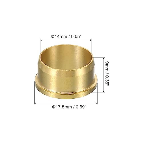PATIKIL 14mm Tube OD Brass Compression Sleeves Ferrules 5 Pack Brass Compression Fitting Assortment Kit, Gold Tone - Image 2
