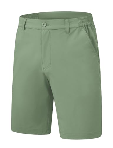 Image of TBMPOY Men's Golf Shorts Lightweight 5 Pockets Casual Dress Stretch Elastic Waist Quick Dry Flat Front Travel Shorts