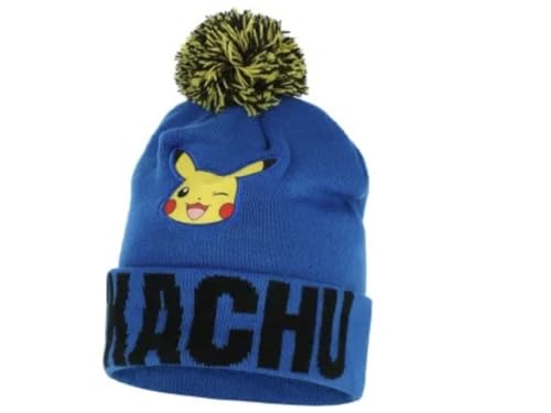 Fashion uk Pokemon Pikachu Bonnet d'hiver à pompon, bleu, 54