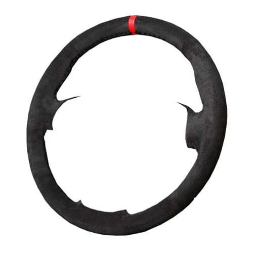 と互換性がある マツダ CX-3 CX3 CX-5 CX5 2017 2018 6 CX-9対応 レザーカーステアリングホイールカバー(Suede Black thread)