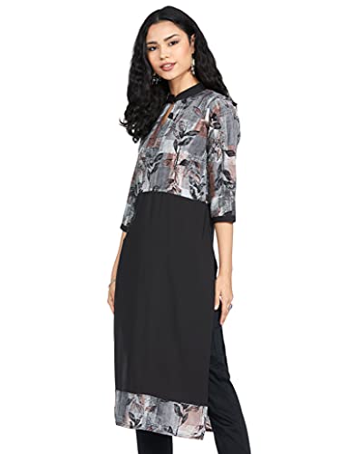 Image of Women's Crepe Straight Kurta (ALC5020 Black X-Small)