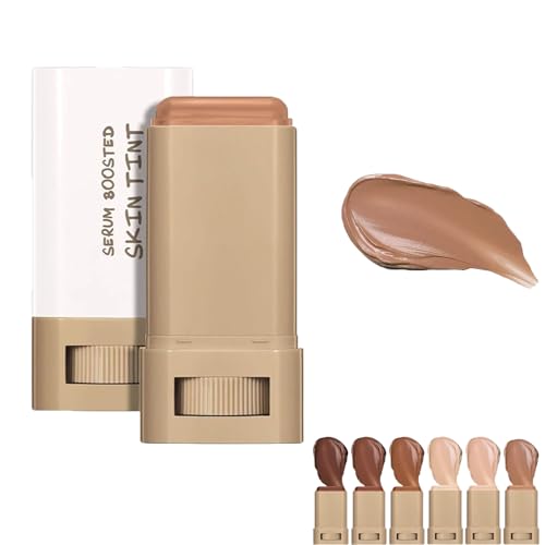 Serum Boosted Skin Tint Balm for Black Women, Serum Boosted Hydration Beauty Balm, Solid Tinted Foundation Stick, Moisturizing, Light, Non-Greasy, Natural Finish Makeup (#06, standard)