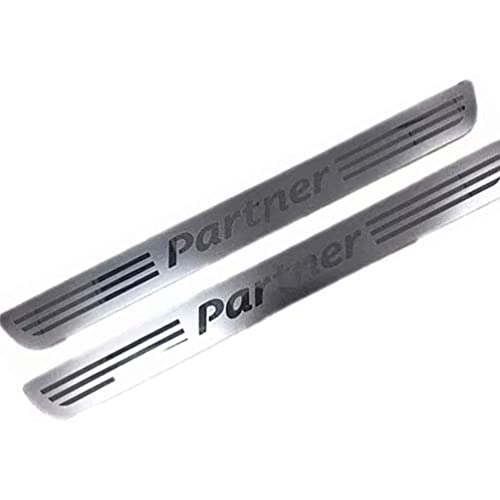 AMPTRV Voiture Plinthes pour Peugeot Partner MK2 Tepee Box Combispace 2008-2021,Plaques Coup Pied Protecteur pédale seuil Porte Couverture Acier Inoxydable Garniture Armatures Caisse Modification Cover