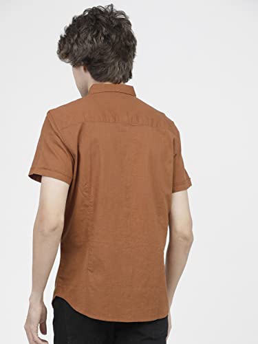 Image of Ketch Men's Cotton Slim Fit Solid Half Sleeve Shirt