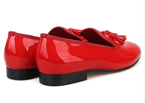 Santimon Men's Tassel Loafers Formal Dress Slip On Patent Leather Penny Loafers Prom Wedding Tuxedo Shoes Fashion Business Casual Luxury Shoes Smoking Party Disco Moccasins for Men Boy3