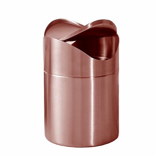DAWCBVJQ Petite poubelle à dessus basculant,petite poubelle avec couvercle basculant - Poubelle en acier inoxydable brossé | Petite corbeille à déchets de 1,5 L pour espaces étroits, pour