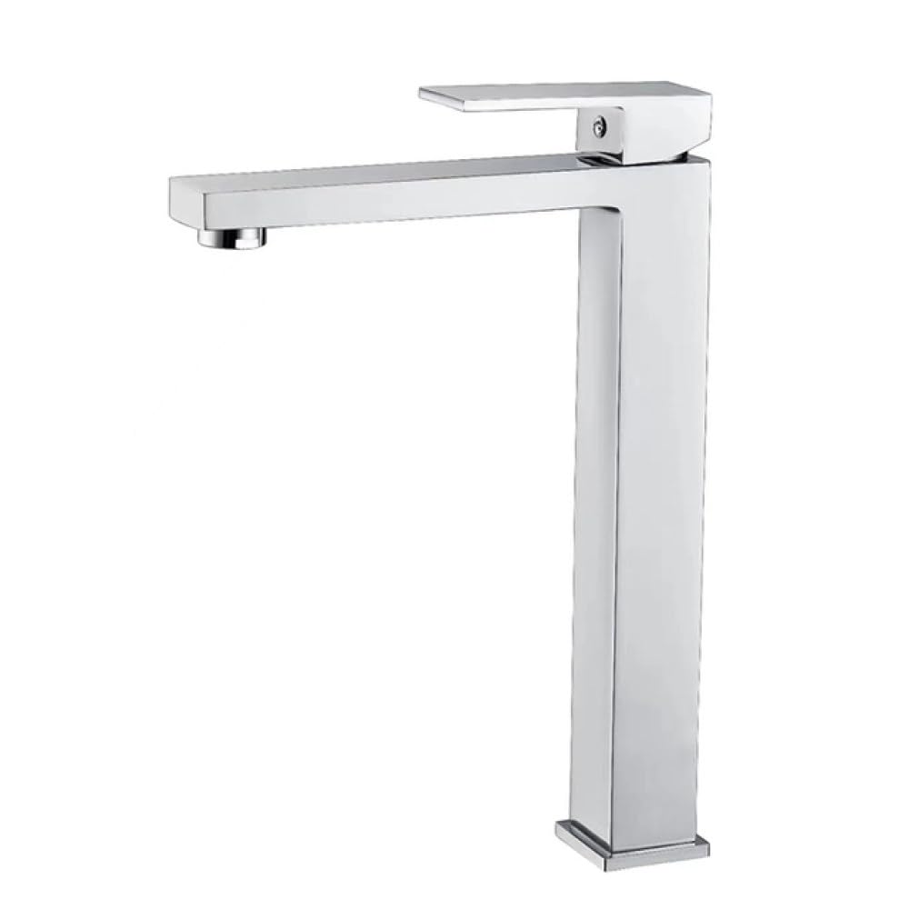 Mitigeur de lavabo carré haut grand robinet salle de bain laiton chromé