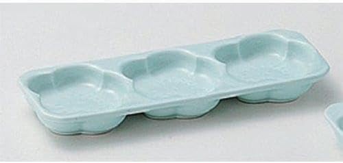 Set of 10 Divider Plate Celadon Plum Shaped 3 Pieces [17 x 6.5 x 1.5 cm] Reinforced Earthenware Japanese-style Sake Banquet Restaurant For Business