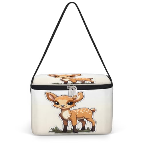 GzLeyigou Deer Lunch Bags for Women Men 9 Cans, Hot & Cold Food Delivery Bag Insulated Grocery Bag Insulated Lunch Box Cartoon Deer Cooler Bag for Office Work Picnic Beach