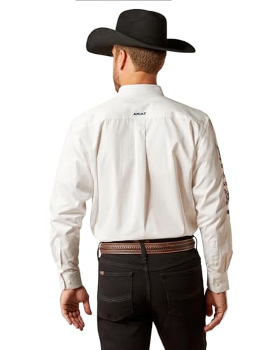 ARIAT White Team Logo Twill Classic Fit Men's Longsleeve Shirt 100468253