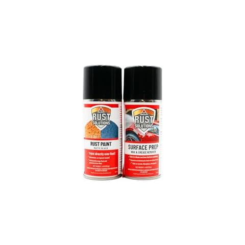 AGS RUST SOLUTIONS Rust Spray Paint Starter Kit, 4oz, Durable Matte Black Finish, and 4oz Surface Prep, Safe for All Surfaces, Eradicate Rust and Ensure Long-Lasting Protection Against Weather and Wear Cover