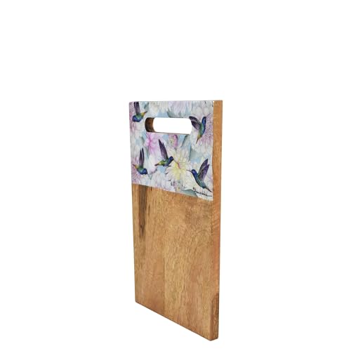 Image of Anuschka Mango Printed Small Wood Cutting Board - Home Goods Collection - 13 inch /33.02cm x 8 inch /20.32cm - Rainbow Birds