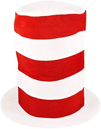 Paper Umbrella Childrens Kids Cat in the Hat World Book Day Costume Accessories Red & White Striped Hat + Large Red Bow (2PC)