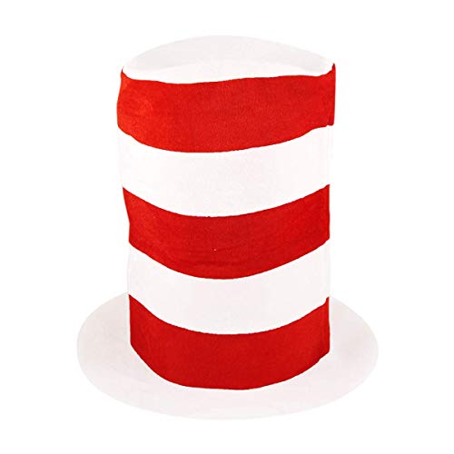 Paper Umbrella Childrens Kids Cat in the Hat World Book Day Costume Accessories Red & White Striped Hat + Large Red Bow (2PC)