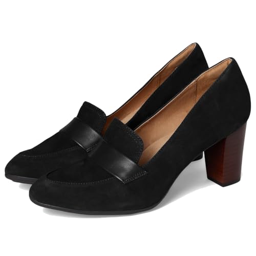 Image of SHODENSE Women Chunky Kitten Heel Pumps Shoes Round Closed Toe Slip On Suede Penny Loafers Matte Block Mid Heels Dress Loafer Almond Toe Comfort Oxford Shoes Office Work Classic Elegant 4-11 M US