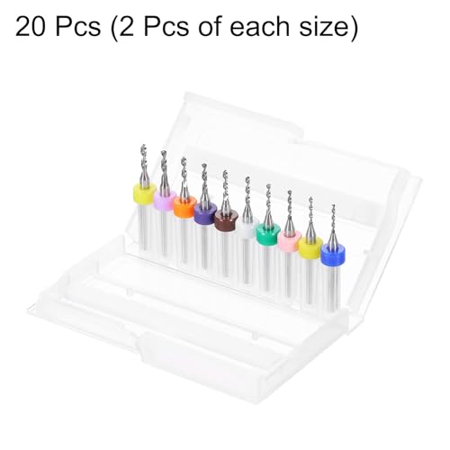 QUARKZMAN 2 Set (20 Stück) PCB Bohrerset 1/8 Schaft 1,1mm-2,0mm, Hartmetall Mikro Spiralbohrer Werkzeuge Für Leiterplatten Schmuck Plastik Holz Weichmetall