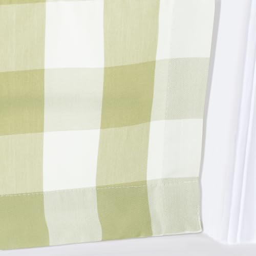 Image of TWOPAGES No Drill Cordless Buffalo Plaid Roman Shades Gingham Checkered Roman Blinds for Windows, Custom Made Room Darkening Blinds Farmhouse Shades, Olivine Grid, 1 Piece