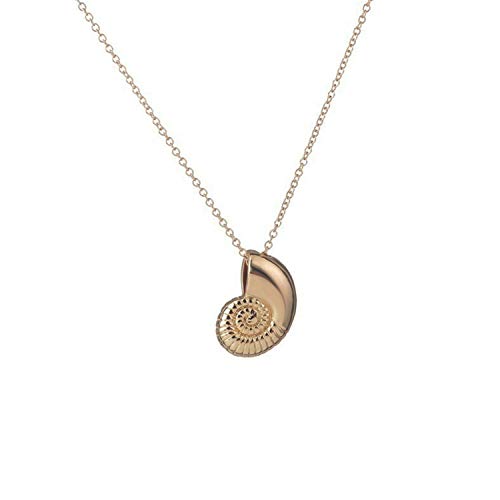 Vivid Spiral Swirl Sea Snail Necklace Women Cute Travel Ariel Voice Pendant Ocean Beach Necklace (gold)
