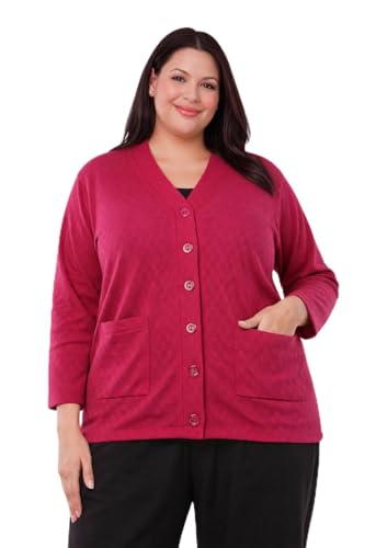 Image of Women's Warm Woolen Cardigan, Full Sleeve Knitwear, Winter Sweater with Front Pocket, Plus