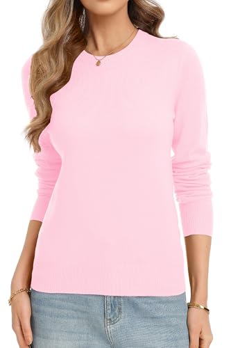 Image of QUALFORT Women's Sweaters Long Sleeve Soft Lightweight Basic Knitted Pullover Sweater